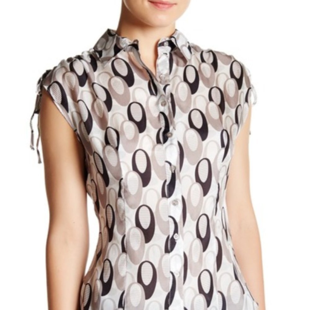 Vertigo Printed Cap Sleeve Silk Blouse
